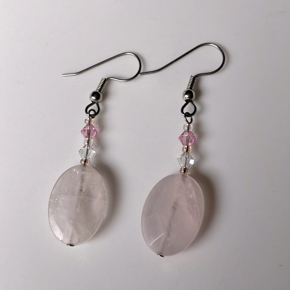 Pink quartz earrings